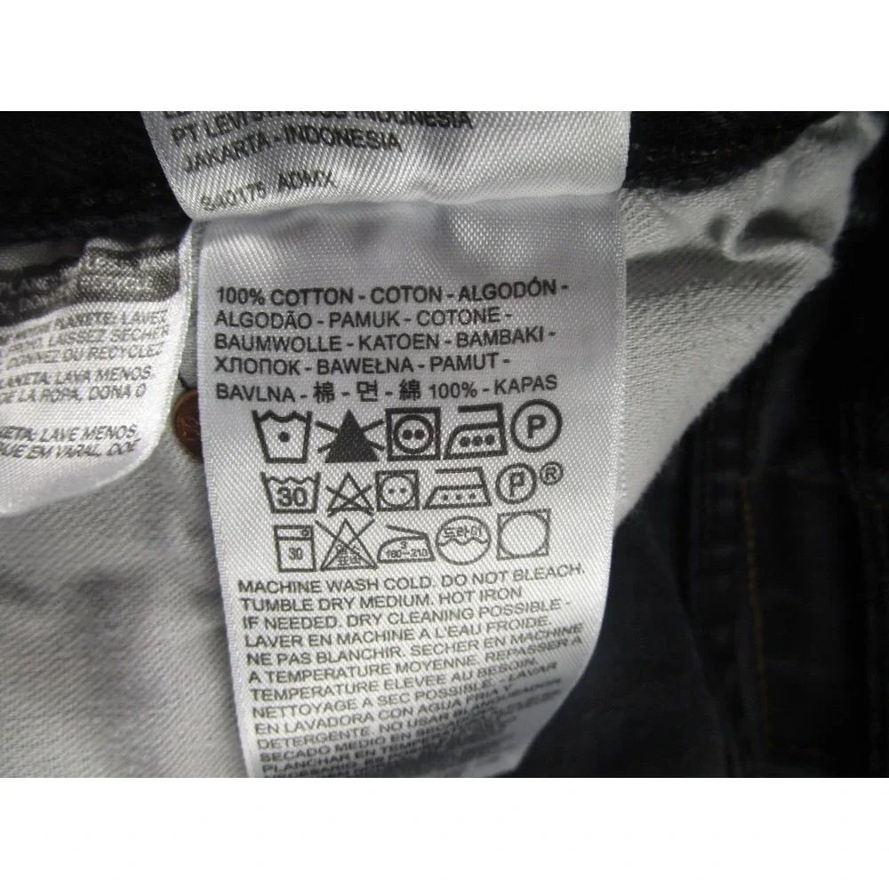 Levis 501 Jeans Mens 38x30 Black‎ Demim Distressed Button Fly Cotton Pockets